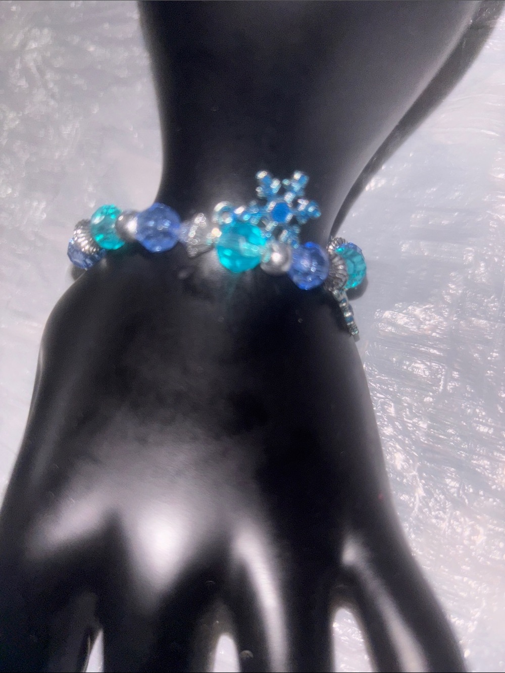 Sparkling Blue & Teal Beaded Charm Bracelet